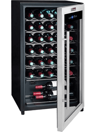 Vinoteca - La Sommeliere LS34A, 90 W, 34 botellas, 50 litros, Iluminación LED, Táctil, Negro
