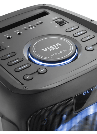 Altavoz de gran potencia - Vieta Pro Party 20, 500 W, Bluetooth, Micrófono inalámbrico, 9 hs de autonomía, Negro