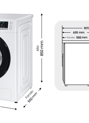 Lavadora de carga frontal Ecobubble™ Blanca 8KG