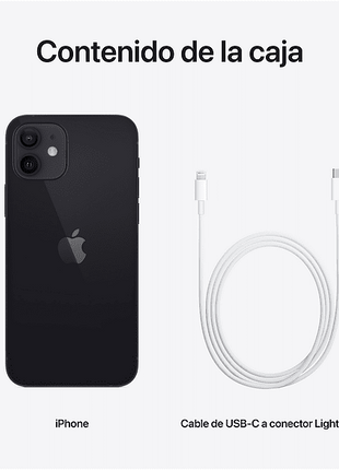 Apple iPhone 12, Negro, 64 GB, 5G, 6.1" OLED Super Retina XDR, Chip A14 Bionic, iOS