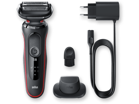 Afeitadora - Braun Series 5 50-R1200s, Eléctrica para barba, Recortadora de precisión, 50 min, Rojo