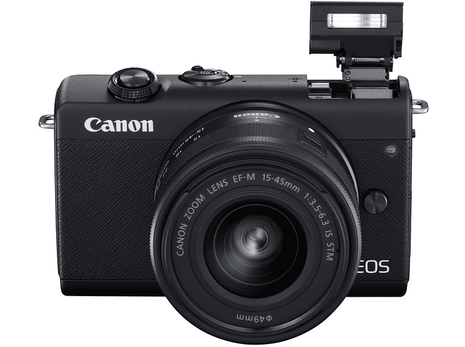 Cámara EVIL - Canon EOS M200, M15-45 24.1 mp, Pantalla 7.5 cm, Vídeos 4K, WiFi, Bluetooth, Negro