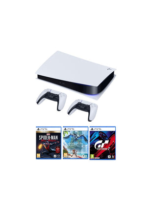 Sony PlayStation 5 +Dual Sense + Gran Turismo 7 + Horizon Forbidden West + Ultimate Spiderman - Blanco - Más de 800€ - SONY